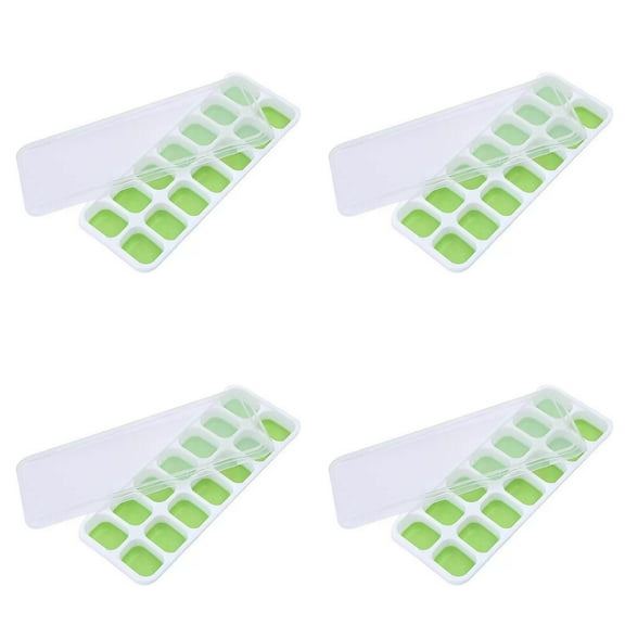 4-Pack Ice Cube Trays with Lids, 56 Cubes Durable Stackable Silicone & Trays for Freezer, Easy-Release for Cocktails, Coffee, - BPA Free, Removable Lids