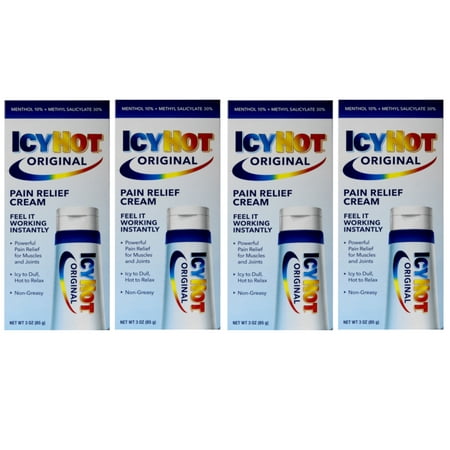 ICY HOT Pain Relieving Cream Extra Strength 3 oz ( Packs of 4)