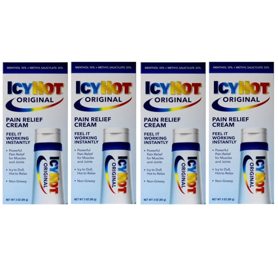 ICY HOT Pain Relieving Cream Extra Strength 3 oz ( Packs of 4)