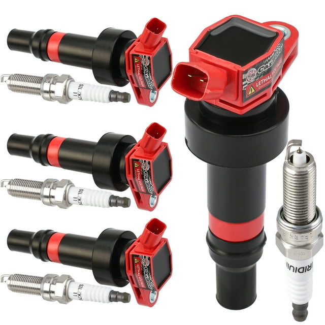 4 Pack Ignition Coils Pack and Spark Plugs for Hyundai Kia Dodge Accent