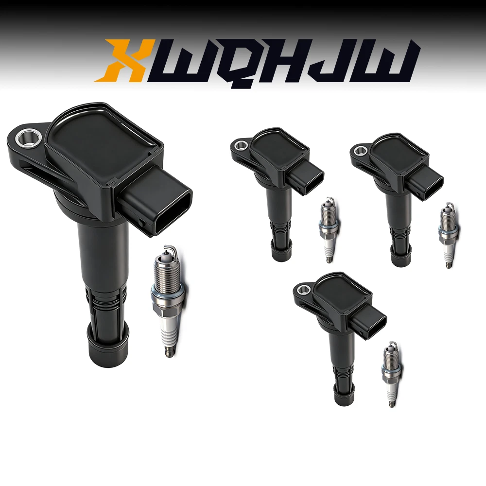 4 Pack Ignition Coils and 4 Spark Plugs Kit for 2002-2006 Acura RSX 2.0L