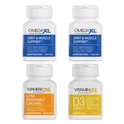 حزمة دعم مناعة 4 عبوات - 2 أوميغا &times; 60 كونت + TurmericXL + VitaminXL D3 - لدعم صحة المناعة المثلى