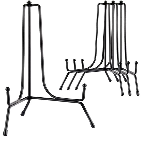 4 Pack Improved Anti Plate Stands For Display 8 Inch Plate Holder Display Stand Picture Frame Holder Stand Black Easel Stands For Photo Decorative Plate Tablets And,Dish Rack