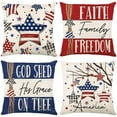 thumbnail image 1 of 4 Pack Independence Day Pillow Covers 16 x 16 Inch 4th of July American Flag Throw Pillow Case Memorial Day Patriotic Star America Freedom Decor Cushion Case for Home Couch Sofa Bed, 1 of 6