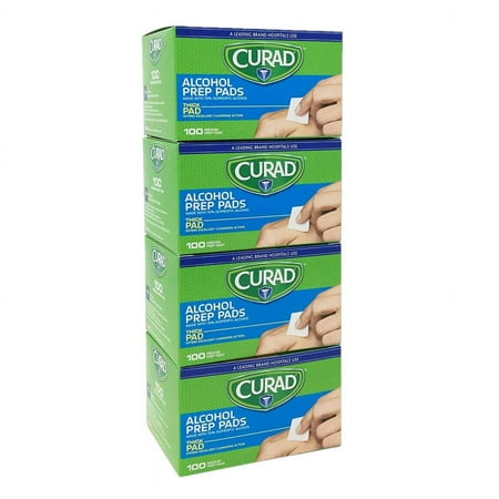 product image of 4 Pack | Individually Sealed Curad Alcohol Prep Pads, 100 Count