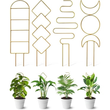 4 Pack Indoor Climbing Plant Trellis, Small Trellis for Potted Plants Outdoor, Metal Garden Trellis Plant Support Trellis with Different Patterns for Vine Ivy Flower