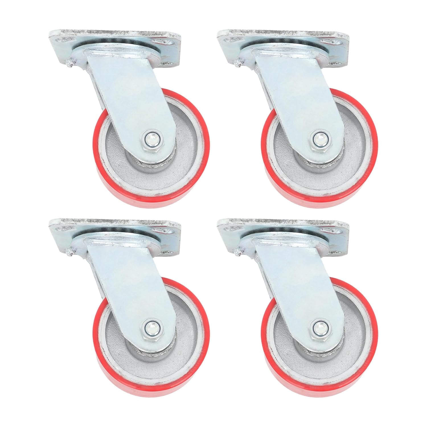 4 Pack Industrial Plate Swivel Caster Wheels 4 Inch 2800 Lbs Load Capacity Heavy Duty Casters Polyurethane Wheel for Furniture, Workbench, Cart