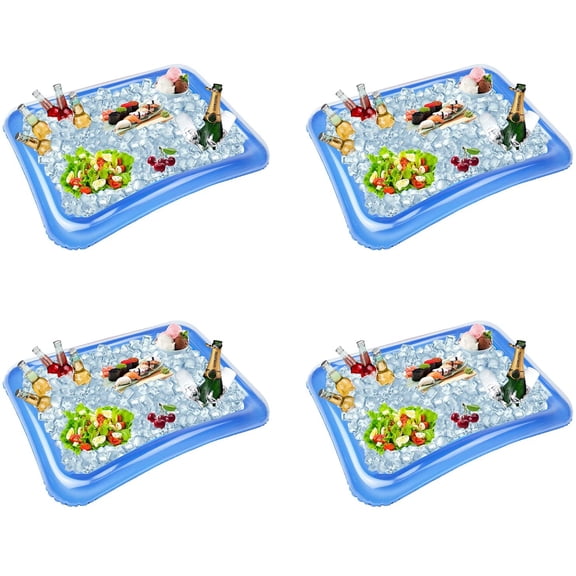 4-Pack Inflatable Ice Bar Coolers for Parties BBQ Picnic, Food & Drink Container, Portable Outdoor & Indoor Beverage Tub Tray