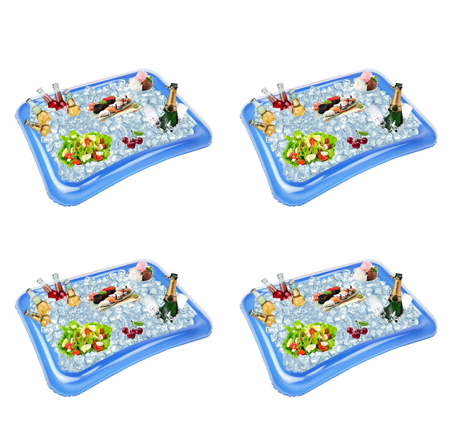 4-Pack Inflatable Ice Serving Bar Coolers for Parties, Salad BBQ Picnic ...