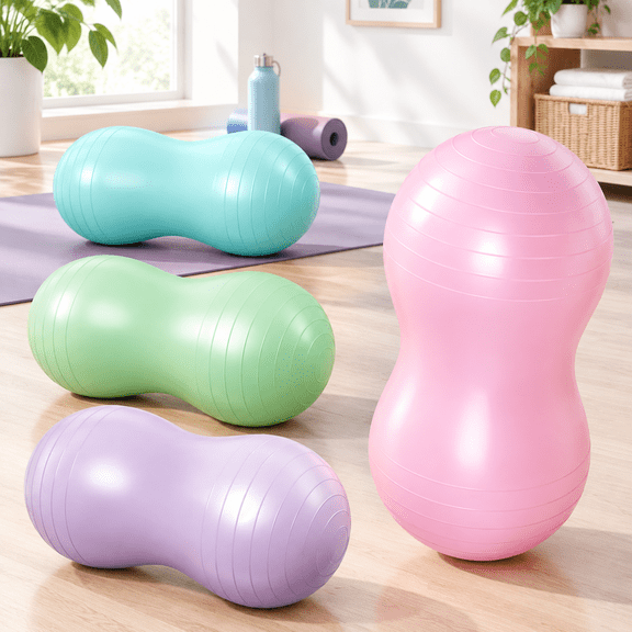 4-Pack Inflatable Peanut Exercise Balls with Pump, Macaron Color, for Core and Balance
