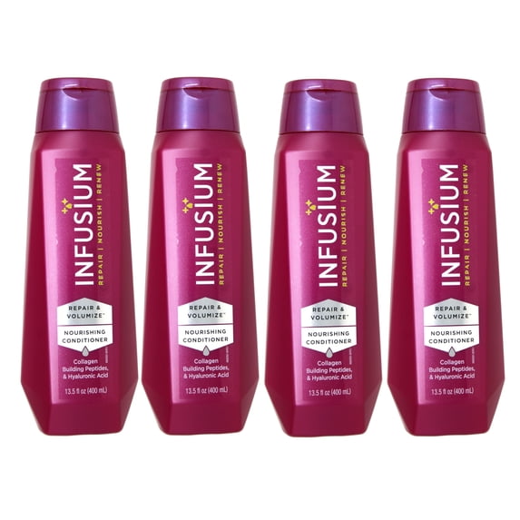 4 Pack - Infusium Repair & Volumize and Renew Nourishing Conditioner, Collagen, Building Peptides & Hyaluronic Acid for Dry & Damaged Hair, 13.5 FL OZ