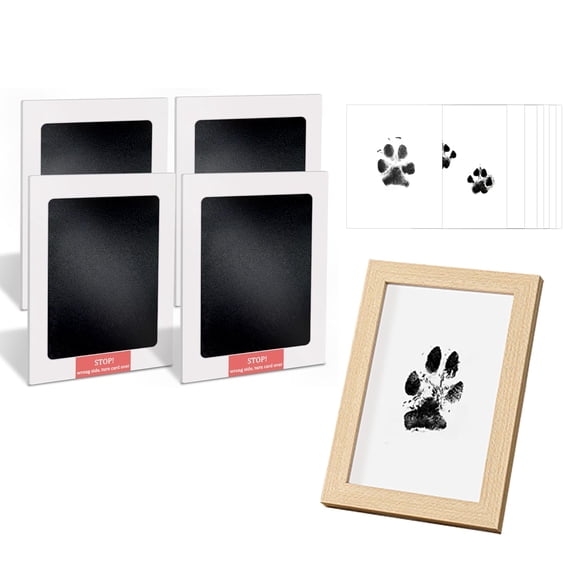 4 Pack Inkless Hand and Footprint Kit Ink Pad with Frame for Footprints Dog Pet Paw Clean Touch Safe Print Stamp Pads Kit Inkless Hand Imprint Cards Family Memory Gift