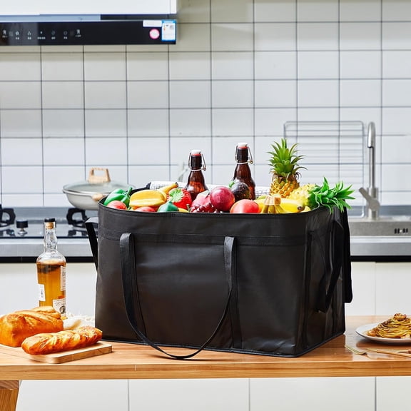 4 Pack Insulated Catering Bags for Food Delivery with Hard Bottom Capacity Insulated Delivery Bag Reusable for Pizza Hot and Cold Food Warmer Meal Grocery Shopping Bags