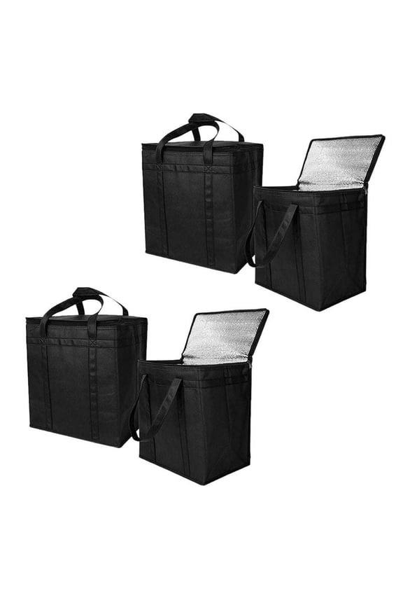 4 Pack Insulated Reusable Grocery Bag Food Delivery Bag with Dual Zipper