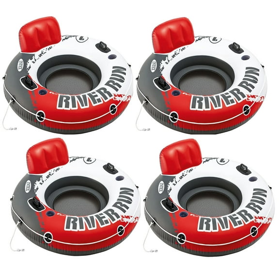 4 Pack Intex River Run I Fire Edition Red Pool Float Lounge