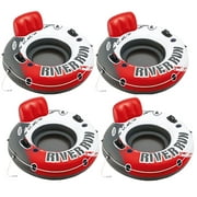Intex Red River Run 1 Fire Edition Sport Lounge 4 pack, Inflatable Water Float, 53" Diameter