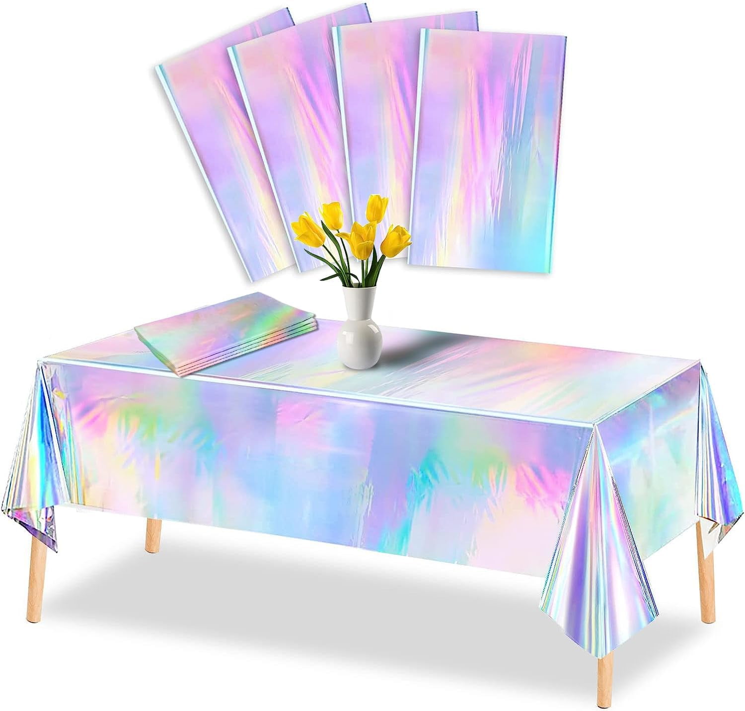 3pcs, Pastel Rainbow Tablecloths Disposable Tablecloth Waterproof Plastic  Table Cover Pastel Rainbow Party Decorations Pastel Party Supplies For Birth