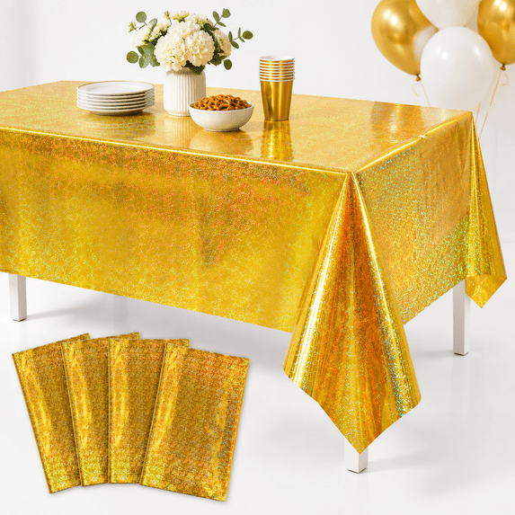 Shiny Graphics 4 Pack Iridescence Plastic Tablecloths Shiny Disposable Rectangle Table ...
