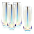thumbnail image 1 of 4 Pack Iridescent Champagne Flutes, Stemless Wine Glasses for Cocktails, Mimosas, Bars (10 oz), 1 of 9