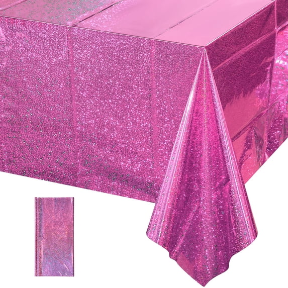 4 Pack Iridescent Disposable Plastic Tablecloths Holographic Foil ...