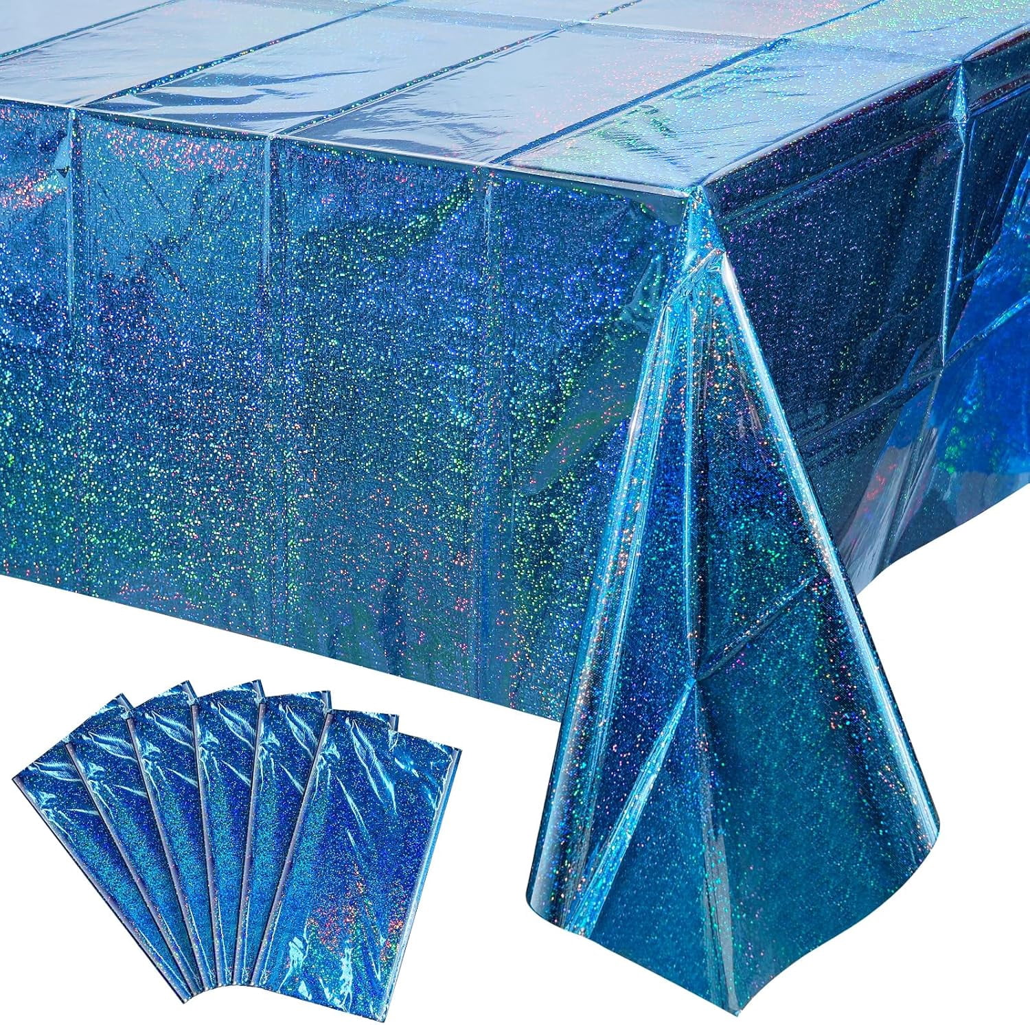 4 Pack Iridescent Pink Plastic Tablecloths,FunnyPars Shiny Disposable Laser Rectangle Table Covers,Holographic Foil Tablecloth Iridescent Party Decorations for Birthday Wedding Christmas,54x108Inch
