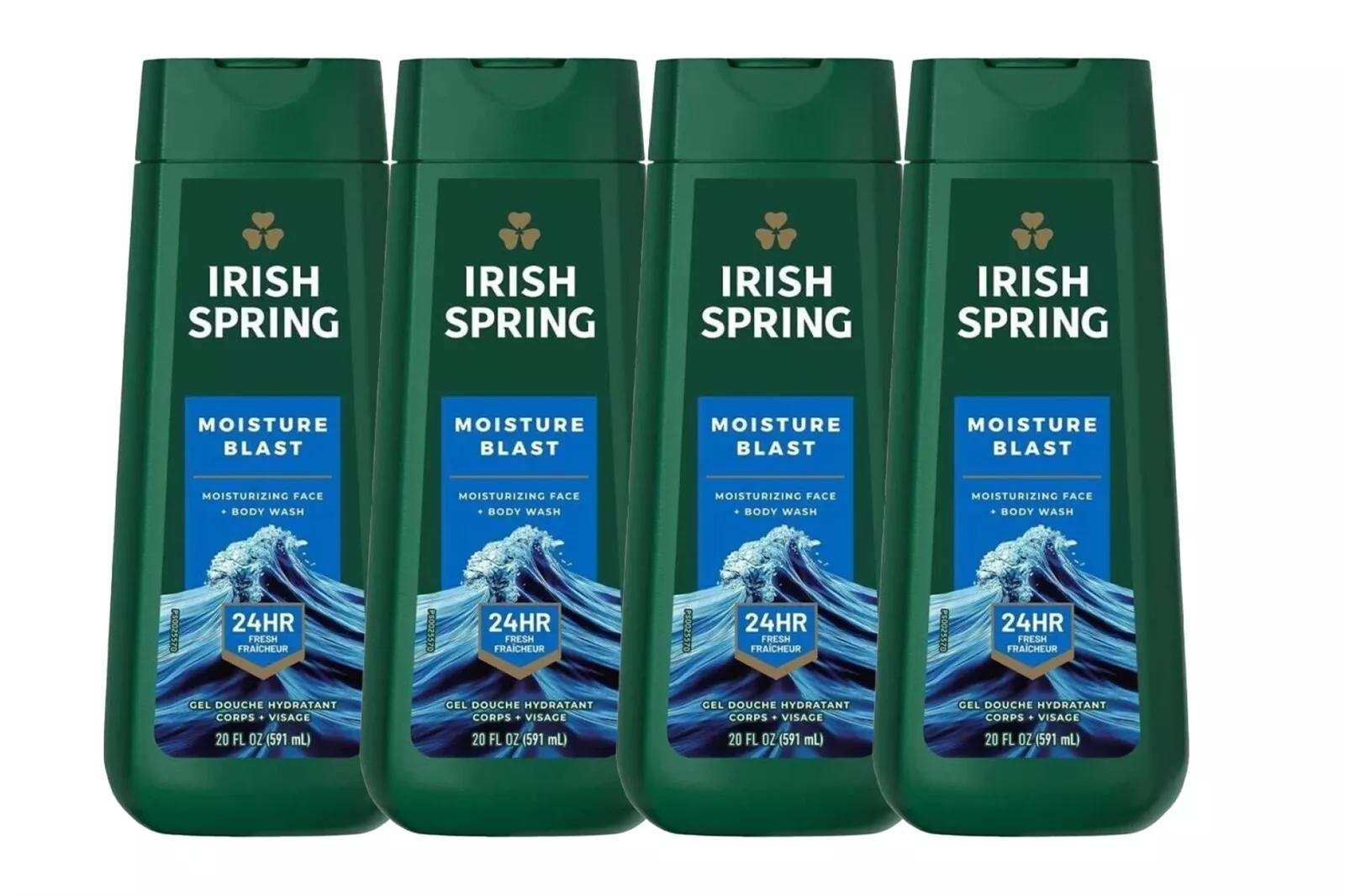 4 Pack Irish Spring Moisture Blast Body Wash for Men, 20 Fl Oz