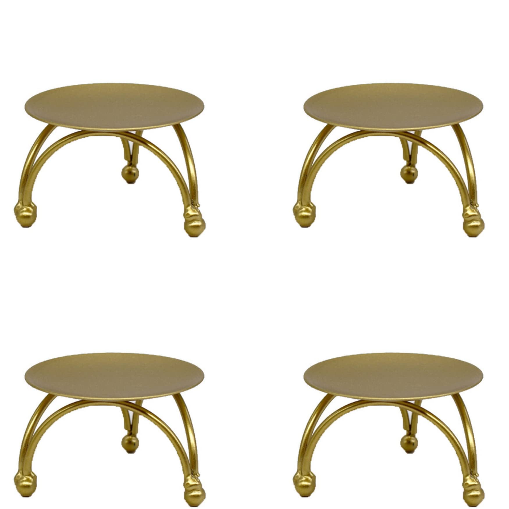 4 Pack Iron Candle Plate Gold Candle Holders for Pillar Candles Taper Candles Decorative
