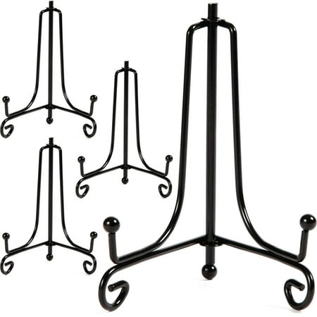 Juvale Iron Easel Display Stand - 5-Inch, Black, 4-Pack - Tabletop Easels & Plate Stand for Art & Photo Display, Mini Picture Holder for Party Decor