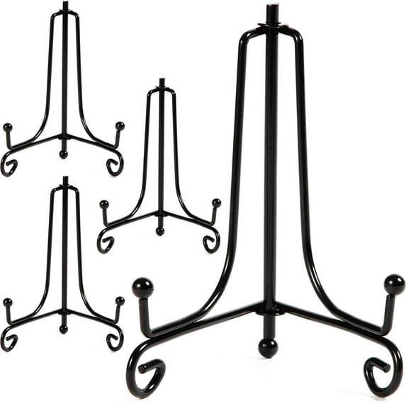 Juvale Iron Easel Display Stand - 5-Inch, Black, 4-Pack - Tabletop Easels & Plate Stand for Art & Photo Display, Mini Picture Holder for Party Decor
