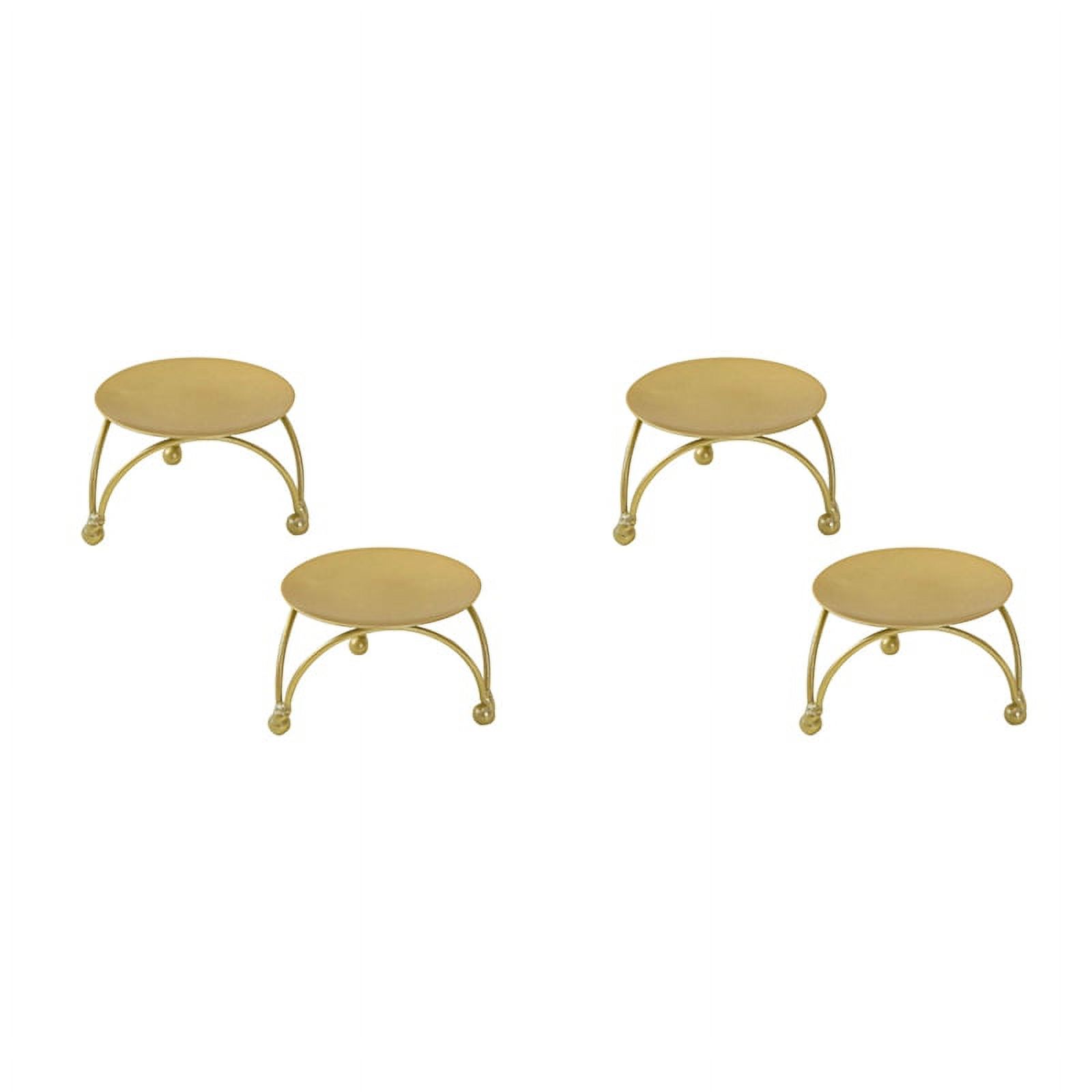 4 Pack Iron Pillar Candle Holders,Plate Candle Holders(2.8Inch Diameter