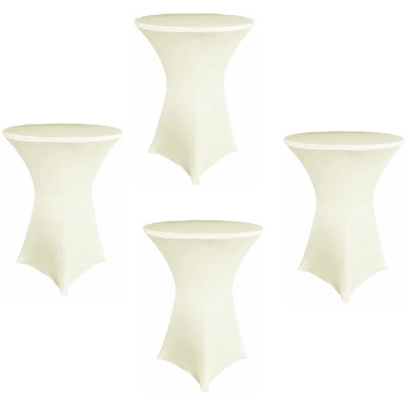 4 Pack Ivory 30 x 42 Fitted Stretch Spandex Highboy Cocktail Cover by Banquet Tables Pro