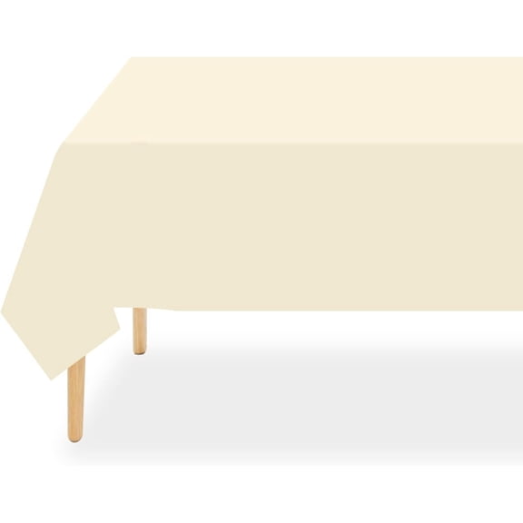4 Pack Ivory Plastic Tablecloth Disposable Table Covers for Parties Bridal Shower Birthday Engagement Wedding, Fits 6 to 8 Foot Rectangle Tables (54 × 108 Inch)"