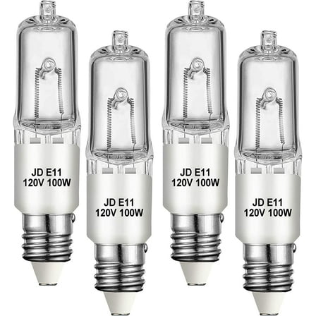 4 Pack JDE11 Bulb,120V 100W Halogen Candelabra Bulbs,T4 Mini Base JD E11 Bulb ,Dimmable 2700K Warm White,Replacement E11 LED bulb,for Chandeliers,Candelabra,Ceiling Fan, Table Lamps, Cabinet Lighting