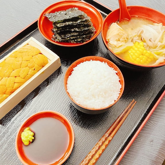 , 4-Pack Japanese Lacquered Plastic Serving Trays, Versatile Tray for Bento, Dinner, Tea, Coffee Table, Ottoman, TV, and Butler Use, Black and Red Color, Made in Japan, 13.25"x10"