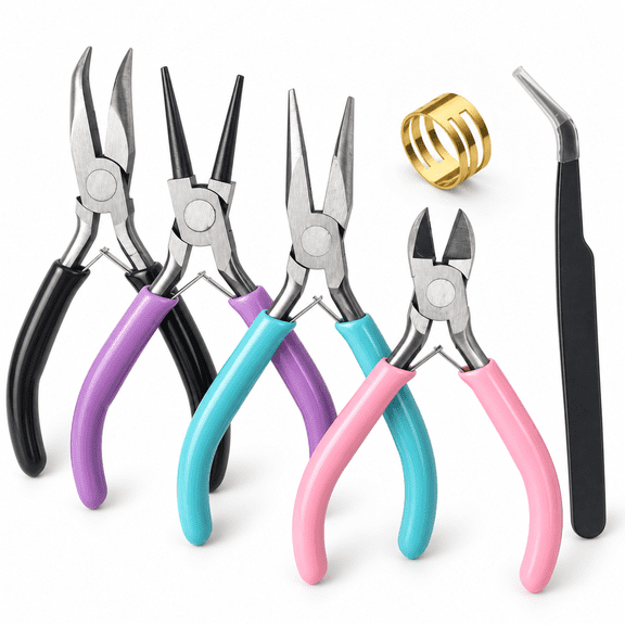 4 Pack Jewelry Pliers Jewelry Making Pliers Tools Kit with Needle Nose Pliers/Chain Nose Pliers, Round Nose Pliers, Bent Nose Pliers, Wire Cutters for Wire Wrapping Earring Craft Making Supplies