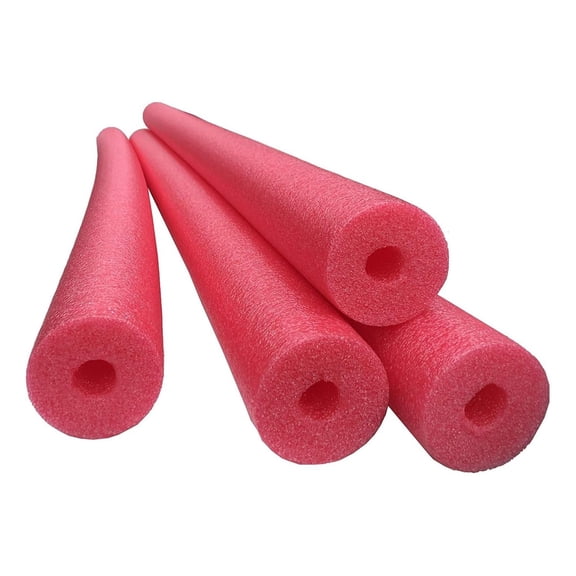 4 Pack Jumbo 60 Inch x 3.5 Inch Jumbo Swimming Pool Noodle Foam Multi-Purpose (Red)