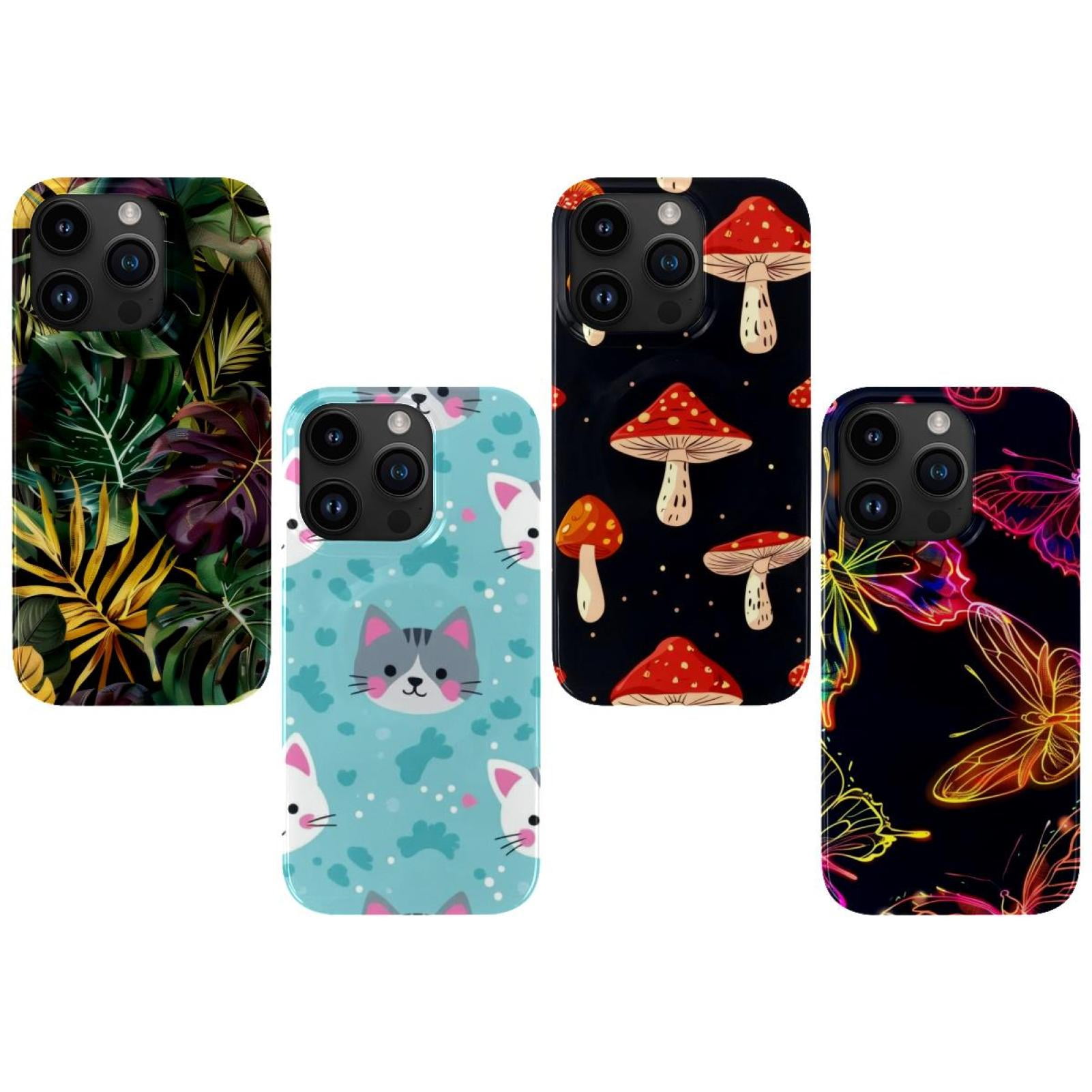 4 Pack Jungle Leaves Plants Pattern Protective Shockproof Phone Case