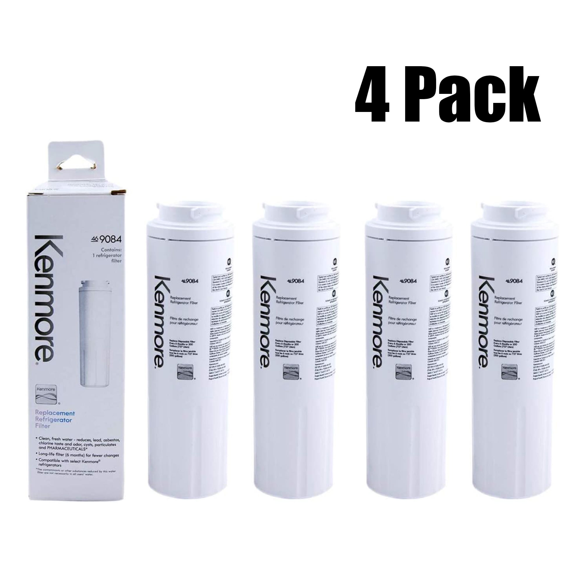 4 Pack Kenmore 9084 Refrigerator Water Filter Replacement Compatible