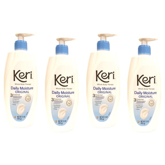 Keri Whole Body Therapy Daily Moisture, Original, 15 Ounce, (Pack of 4)