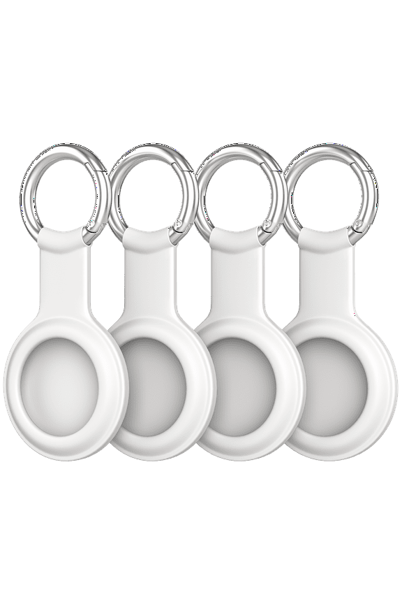 [4 Pack] Keychain for Air Tag Holder, Protective Tracker Case with Loop Key Ring for Apple AirTags,IPX8 Airtag Cover for Wallet,Luggage,Cat,Dog,Pets, White