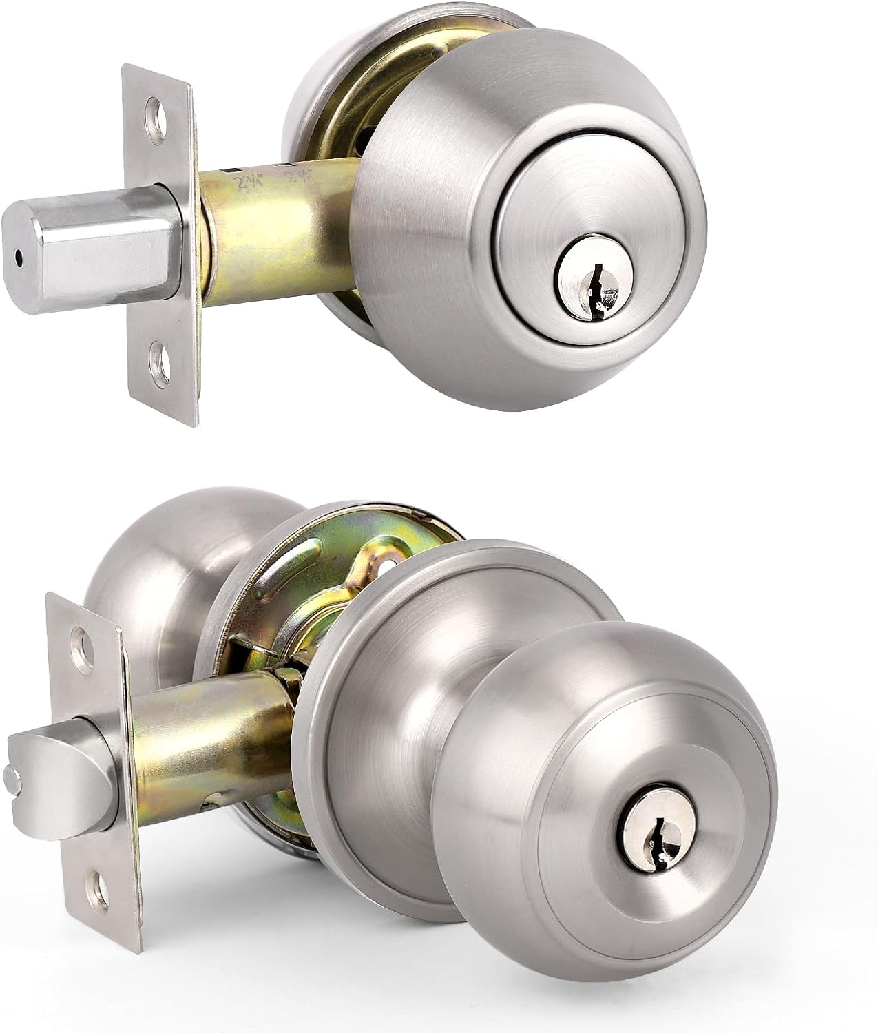 4 Pack Keyed Entry Door Locksets with Double Cylinder Deadbolts