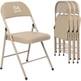 thumbnail image 1 of 4 Pack Khaki Folding Chairs with Padded Seats for Outdoor & Indoor，Padded Folding Chairs for Events Office Wedding Party，Portable Stackable Leather Folding Chair（Urban Khaki，4pack）, 1 of 7