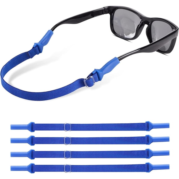 4 Pack Kids Glasses Strap MODANU Adjustable Eyeglasses Strap Elastic Eyeglass Band Sports Glasses Strap for Toddler Kids Boys Girls (Blue)