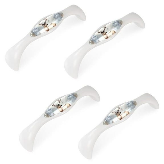 4 Pack Kitchen Cabinet Knobs, Christmas Elk Drawer Pulls, Cabinet Handles for Cupboard, Dresser, Closet and Bathroom, Modern Cabinet Hardware