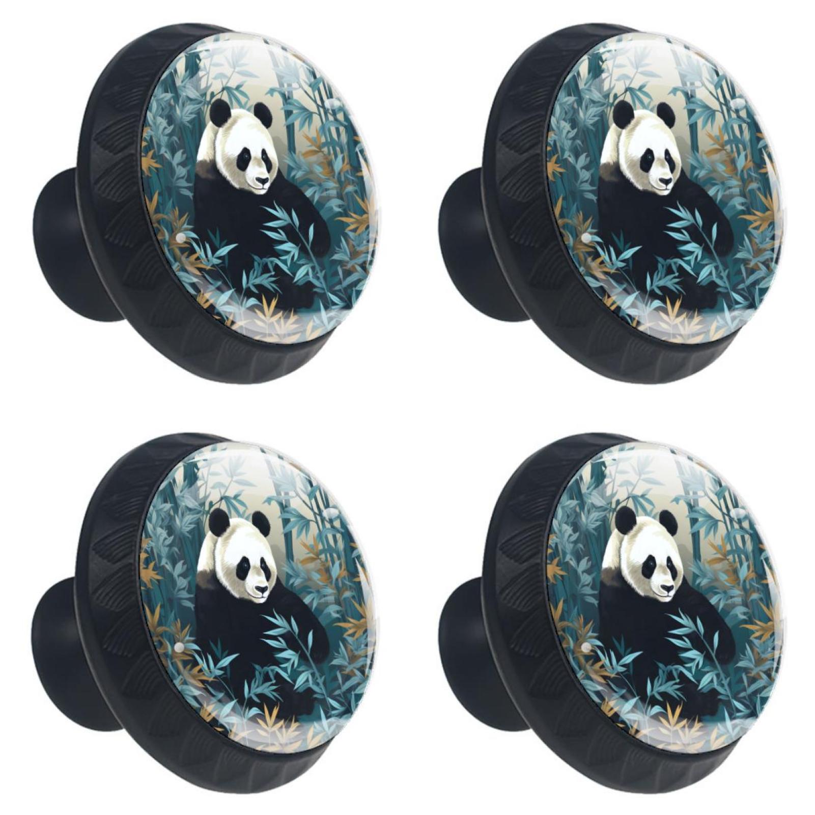 4 Pack Kitchen Knobs Jungle Panda Drawer Dresser Knobs Black