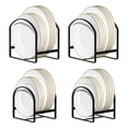 thumbnail image 1 of 4 Pack Kitchen Plate Holder Organizer for Cabinet Space Saver Dinner Dish Plate Storage Rack Upright Dish Drying Racks Metal Dish Racks Stand for Cupboard and Countertop 2 Large 2 Small Black, 1 of 9