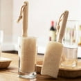 thumbnail image 1 of 4 Pack Kitchen Scrub Brush, All Natural Loofah Cleaning Brushes for Dish Bottle Vegetable Pan Pot, Scrubber Bath Brush with Bamboo Handle, 1 of 7