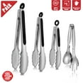 thumbnail image 1 of 4 Pack Kitchen Tongs, Stainless Steel Metal Tongs, Non-Slip Grip for Cooking, Grilling, Serving, Salad, BBQ, Dishwasher Safe, 1 of 6