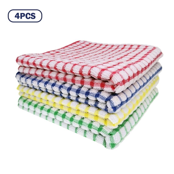 4 Pack Kitchen Towels - 12*12 inch Cotton Kitchen Towels and Dishcloths Set - Bulk Dish Towels for Kitchen Drying Dishes - Dish Cloths for Washing Dishes Dish Rags for Cooking