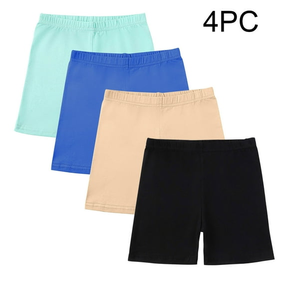 4 Pack Knit Girls' Shorts Kids' Candy Color Anti Slip Shorts Pants Baby Multicolor Rainbow Shorts
